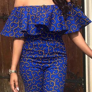 Woman short sleeves off shoulders Jumpsuit